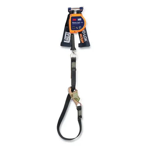 DBI-SALA 7012828697 Nano-Lok  Edge Self-Retracting Lifeline, 9 ft, Tie-Back Snap Hook, 420 lb, 1 Leg, Galvanized Cable Orange