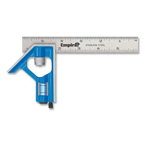 Empire Level E255M True Blue  Combination Square, 6 in, cm/mm, Metric, Stainless Steel Blade, Cast Zinc Head - pack of 10