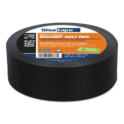 DUCK PRO SHURTAPE 105462 PC 599 ShurGRIP  Heavy-Duty Co-Extruded Duct Tape, 48mm W, 55m L, 9 mil thick, Black - pack of 24