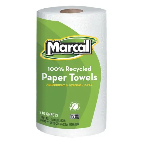 MARCAL PAPER 6210 100% Recycled Roll Towels, 8 3/4 x 11, 210 Sheets White - pack of 12