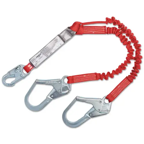 DBI-SALA 1342125 PRO Pack Elastic 100 Tie-Off Shock Absorbing Lanyards, 6 ft, Snap Hook, 310 lb Red