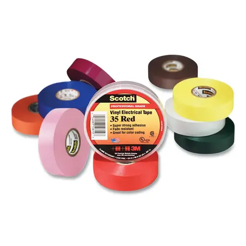 SCOTCH 054007-90529 Vinyl Electrical Color Coding Tape, 35, 1/2 in W W x 20 ft L L, Assorted