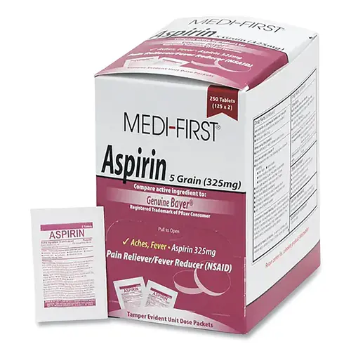 MEDI-FIRST 80548 Aspirin Pain Reliever, Unflavored