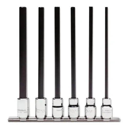 6 Piece Metric Extra-Long Hex Bit Socket Sets, 3/8 in