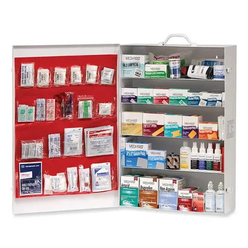 MEDI-FIRST 738ANSI First Aid Kit, Five-Shelf ANSI-B Cabinet for Lrg Industrial Work Settings, Metal