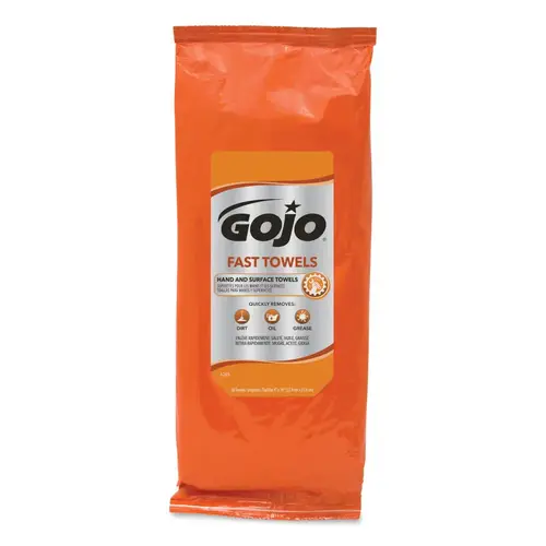 GOJO 6285-06 FAST WIPES Hand Cleaning Towels, Citrus, Wet Wipe Tool Box Pak, 8 oz White