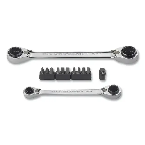 13 Pc. QuadBox Double Box Ratcheting Wrench Sets, Metric
