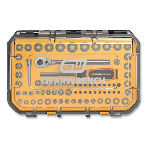 GEARWRENCH GW38CBMTS75 Mechanic Tools Set, 75 Pc, Clear Top case, Foam Storage Tray