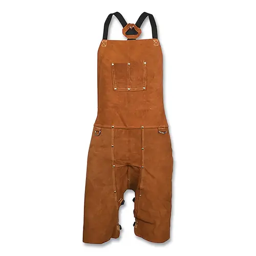 Tillman 3837 Side Split Cowhide Apron, 3837 Bib, 2-Chest Pockets, Cotton X-Back Straps, 24 in W x 36 in L, Dark Brown