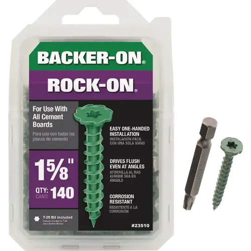 Backer-On Rock-On 23510 #9 x 1-5/8 In. Star Drive Cement Board Screws (140 Ct.)