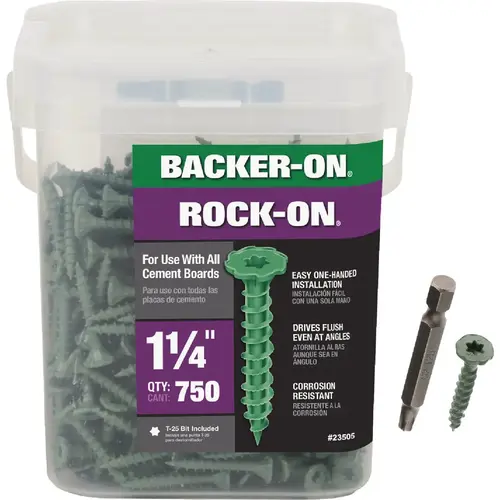 Backer-On Rock-On 23505 #9 x 1-1/4 In. Star Drive Cement Board Screws (750 Ct.)