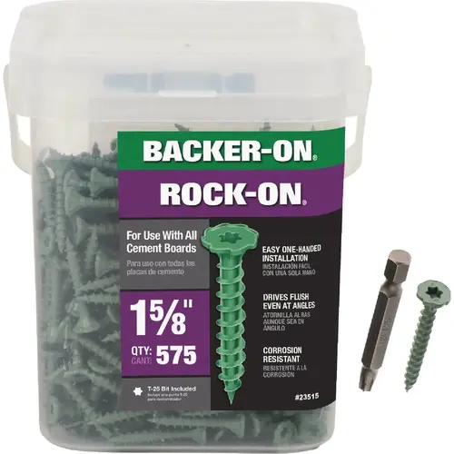 Backer-On Rock-On 23515 #9 x 1-5/8 In. Star Drive Cement Board Screws (575 Ct.)