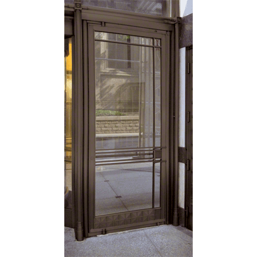 Premium Dark Bronze Anodized Aluminum Medium Stile Door for 1" Glazing; 3-11/32" Top Rail; 9-1/2" Bottom Rail; Concealed Hinge Tube LHR; with Lock