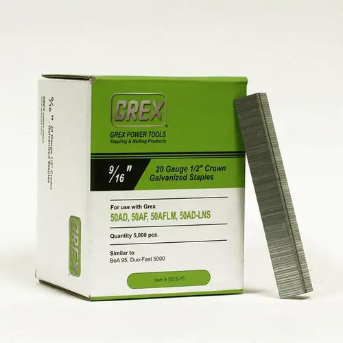 Grex 914640916 Galvanized Crown Staples, Duo-Fast 5000 Series, 1/2" Crown - 20 Gauge (5M) - pack of 5000