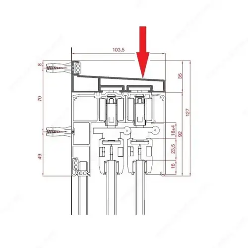 Terno 89W1770A410 Type 1770 Wall Profile for Two Tracks