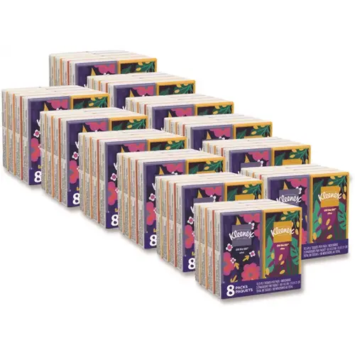 KLEENEX KCC46651CT Kleenex Facial Tissue Pocket Packs, 3-Ply White, 10/pouch, 8/pack, Carton Of 12