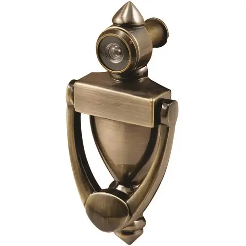 Defender Sec Dr Knocker Viewer, Constrt, Antique Brass, 160 View