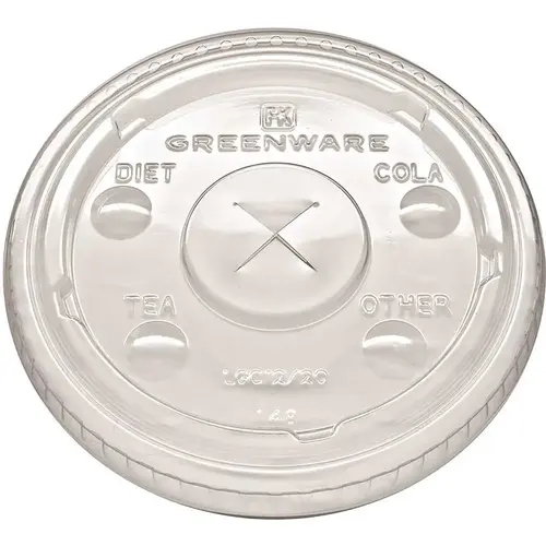 FABRI-KAL 9509111/LGC12/20 Fabri-Kal PLA Lid for 9, 12, 20oz Greenware Cups, Case Of 1000