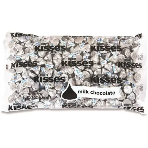 Hershey's GRR24600054 Kisses, Milk Chocolate, Silver Wrappers, 66.7 Oz Bag