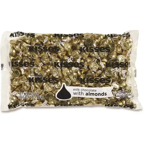 Hershey's GRR24600125 Hershey'S Kisses Milk Chocolate With Almonds, 66.7 Oz Bag Package Of 2