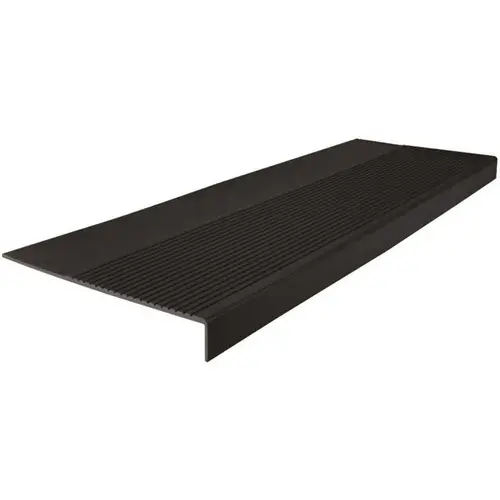 12-1/4 X 3 Ft Black Ribbed Rubber Square Nose Stair Tread