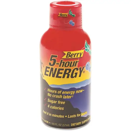 5-HOUR ENERGY AVTSN500181 5-Hour Energy 5-Hour EnergyEnergy Drink, Berry, 1.93oz Bottle, Package Of 12