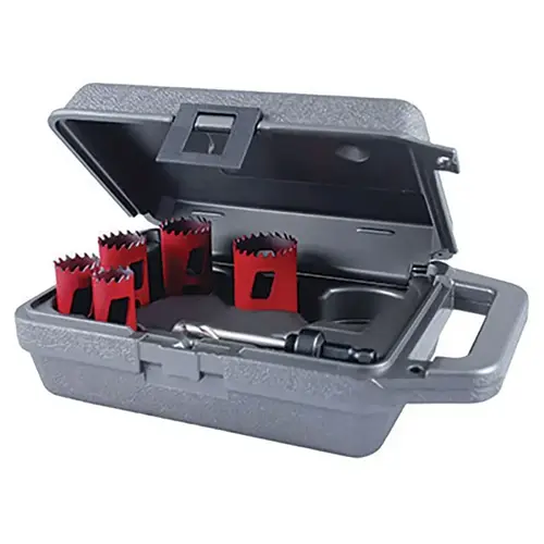 M.K. MORSE MHS05M Hole Saw Kit, 8-Pc Automotive Bi-Metal Hole Saws with Arbor, Pilot Drill, and Case