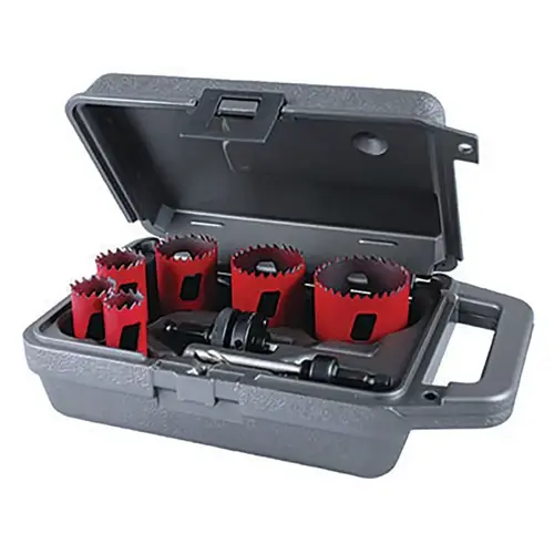 M.K. MORSE MHS04P Hole Saw Kit, 9-Pc Plumber's Bi-Metal Hole Saws with Arbors and Case