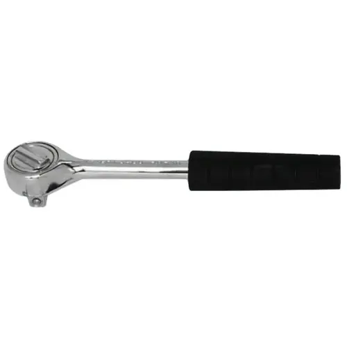3/8" Drive Ratchets, Round, 7 1/32 in, Chrome, Nitrile Grip