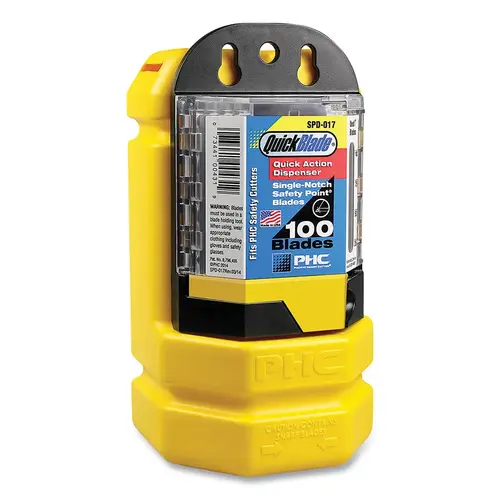 Pacific Handy Cutter B11301-3 Blade Bank Kit, 750 Used Blade Capacity, SP-017 Utility Blade Dispenser, Yellow