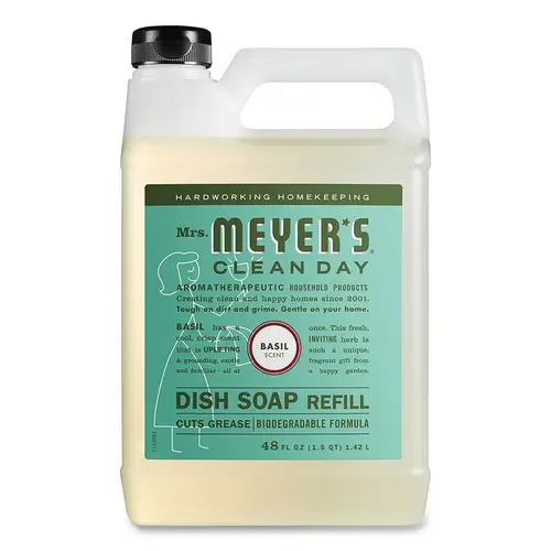 MRS MEYERS CLEAN DAY 347545 Dish Soap Refill, Basil, 48 fl oz - pack of 6