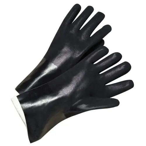 Anchor Industries 7300 PVC-Coated Jersey-Lined Gloves, Rough Grip, 12 in, Large, Black - pack of 12