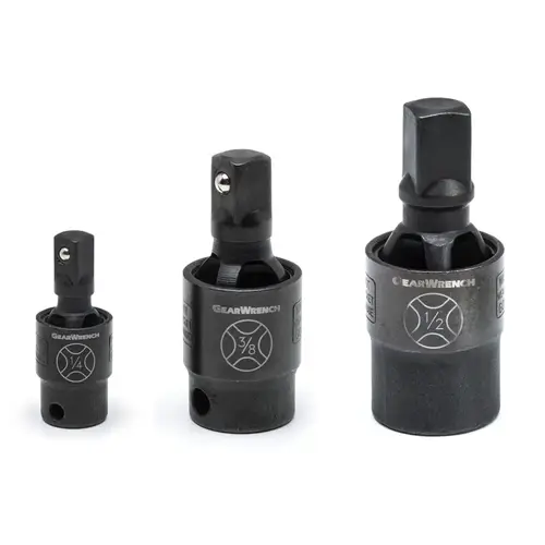 3 Pc. Impact Universal Joint Pinless, 1/2 in; 1/4 in; 3/8 in Dr