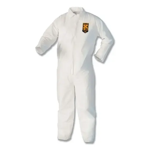 KLEENGUARD 44304-3 A40 Liquid & Particle Protection Coveralls, Zipper Front, White, X-Large - pack of 25