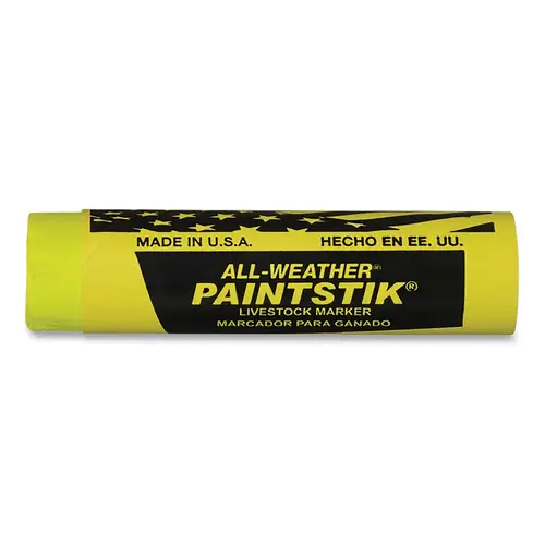 ALL-WEATHER 61011 Paintstik  Livestock Marker, 1 in dia, 4 in L, Fluorescent Yellow - pack of 12