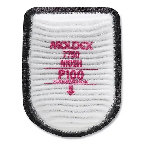Moldex 7750 7000/7800/9000 Series Semi-Rectangular Filter, P100, Particulates/Nuisance Organic Vapors/Acid Gasses, for Facepiece White - pack of 30