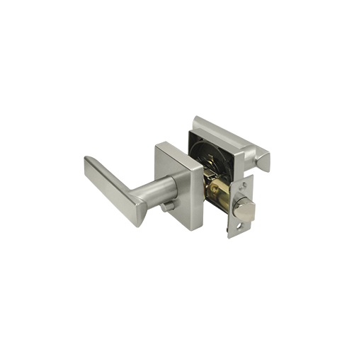 Elite Livingston Series Lever With Square Rose Privacy Brushed Nickel