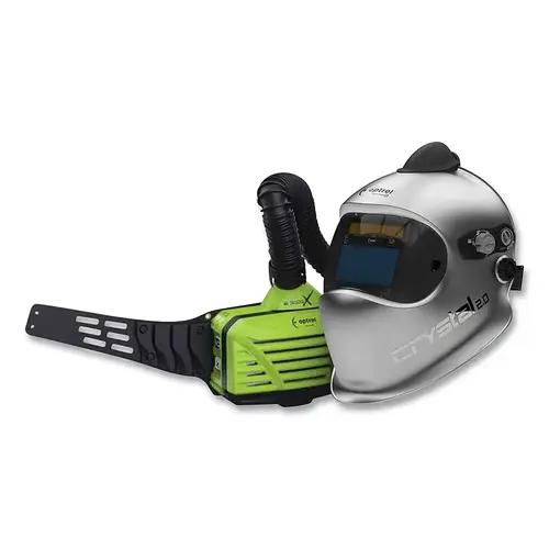 OPTREL 4530.051 E3000X PAPR w/Crystal 2.0 Welding Helmet Silver; Green