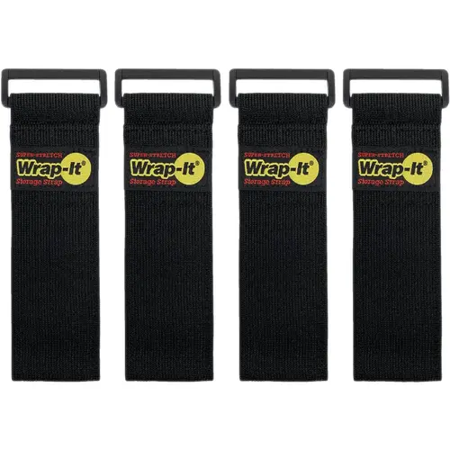 Wrap-It Storage 704-12B Super-Stretch 12 In. x 2 In. Elastic Hook & Loop Cinch Straps (4-Pack)