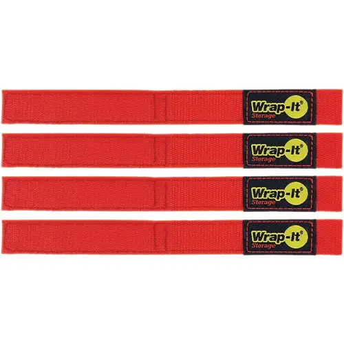 Wrap-It Storage 104-BS-9RE Quick-Straps 9 In. Red Weatherproof Hook & Loop Strap (4-Pack)