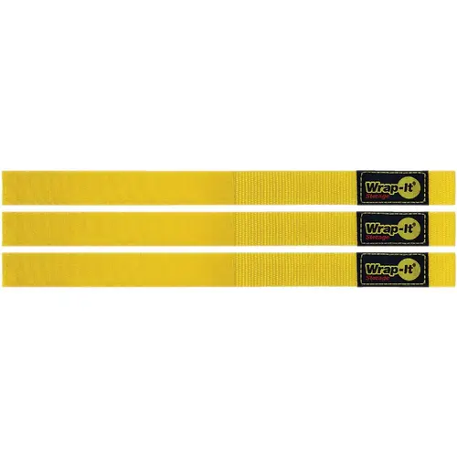 Wrap-It Storage 103-BS-12YE Quick-Straps 12 In. Yellow Weatherproof Hook & Loop Strap (4-Pack)