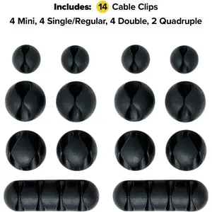 Wrap-It Storage 514-CLIPS-BL Single Black Cable Clip (14-Pack)