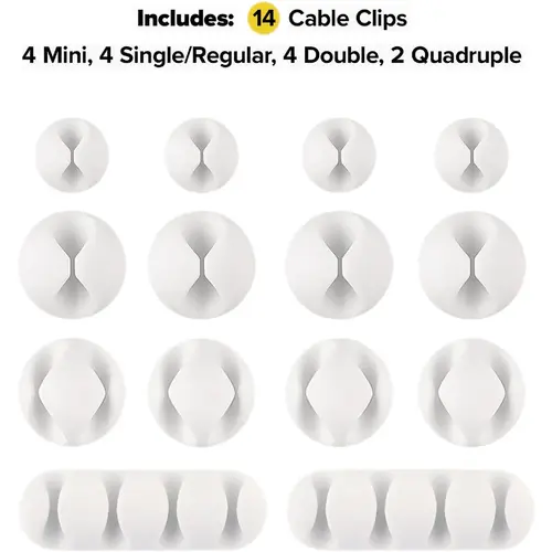 Wrap-It Storage 514-CLIPS-WH Single White Cable Clip (14-Pack)