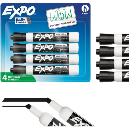 EXPO 80661A Black Chisel Tip Dry Erase Marker (4-Pack)