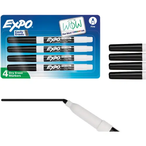 EXPO 86661A Black Fine Point Low Odor Dry-Erase Marker (4-Pack)