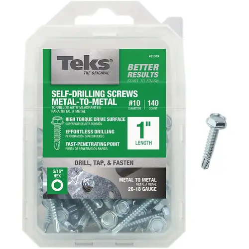 Teks 21328 #10 x 1 In. Hex Washer Head Drill Point Metal to Metal Screw (140 Ct.)