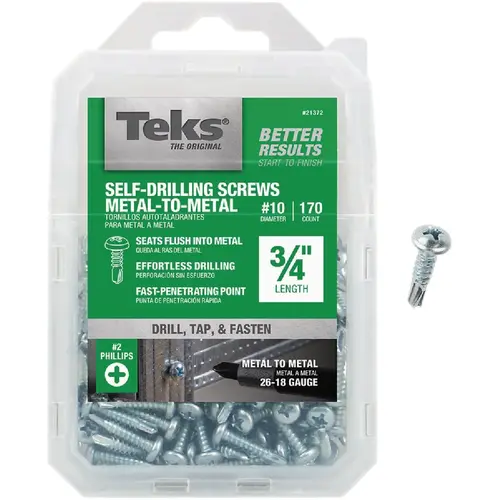 Teks 21372 #10 x 3/4 In. Pan Head Drill Point Metal to Metal Screw (170 Ct.)