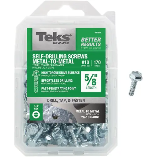 Teks 21396 #10 x 5/8 In. Hex Washer Head Drill Point Metal to Metal Screw (170 Ct.)