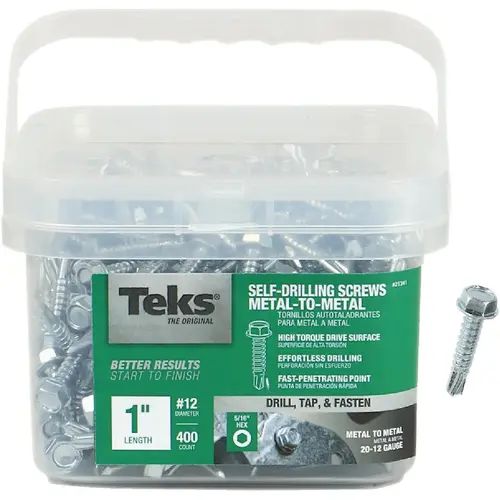 Teks 21341 #12 x 1 In. Hex Washer Head Drill Point Metal to Metal Screw (400 Ct.)