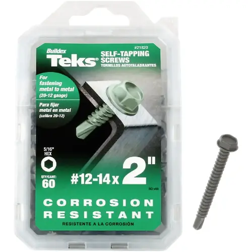 Teks 21820 #12 x 2 In. Hex Washer Head Drill Point Metal to Metal Screw (60 Ct.)